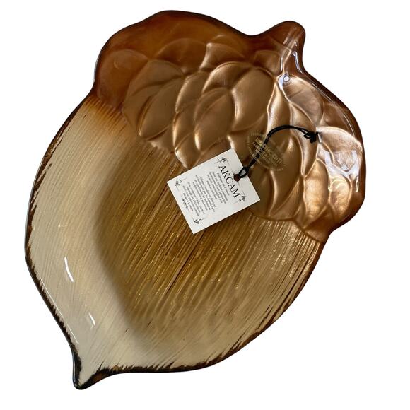 Turkish Amber Glass ACORN Dish Bowl Handmade Fall Autumn Decor by AKCAM New - Picture 15 of 16